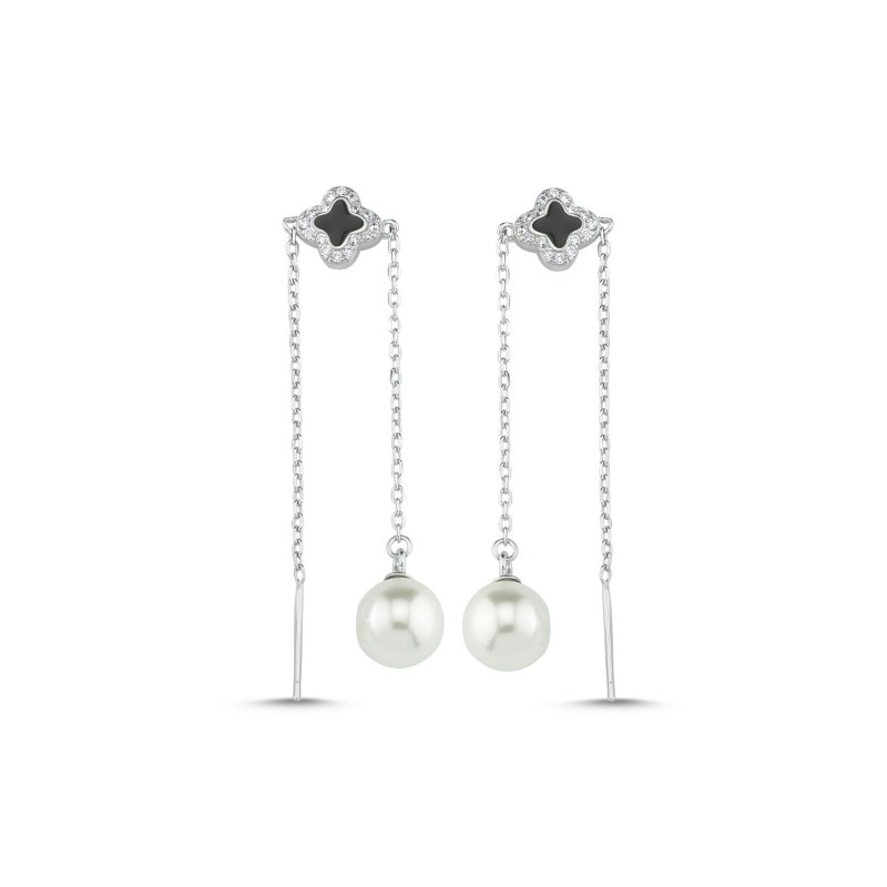 Pearl & CZ Dangle Earrings - E87304