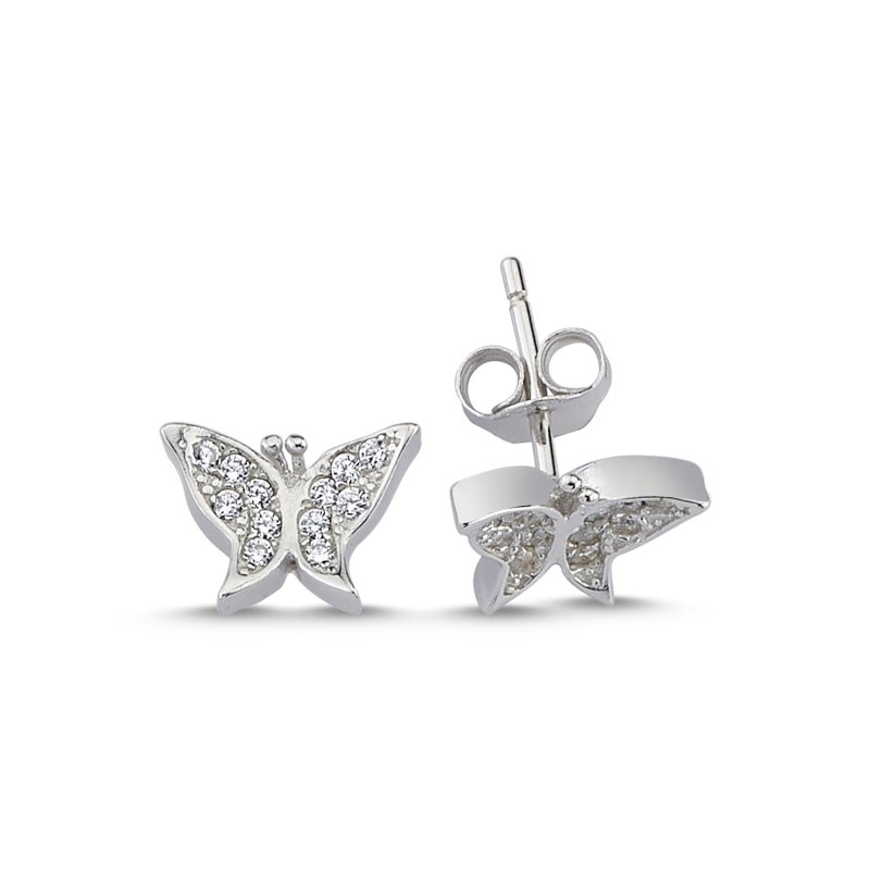 CZ Butterfly Stud Earrings - E87350