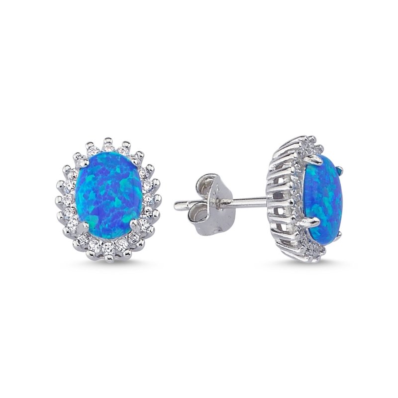 Opal & CZ Stud Earrings - E87381