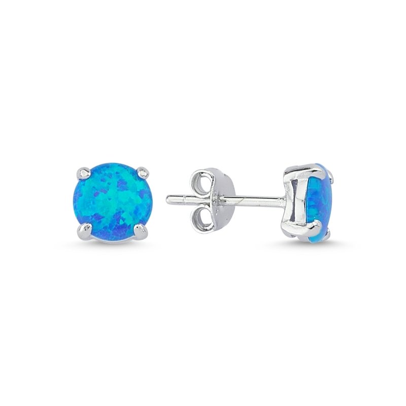 7mm Round Opal Solitaire Stud Earrings - E87385