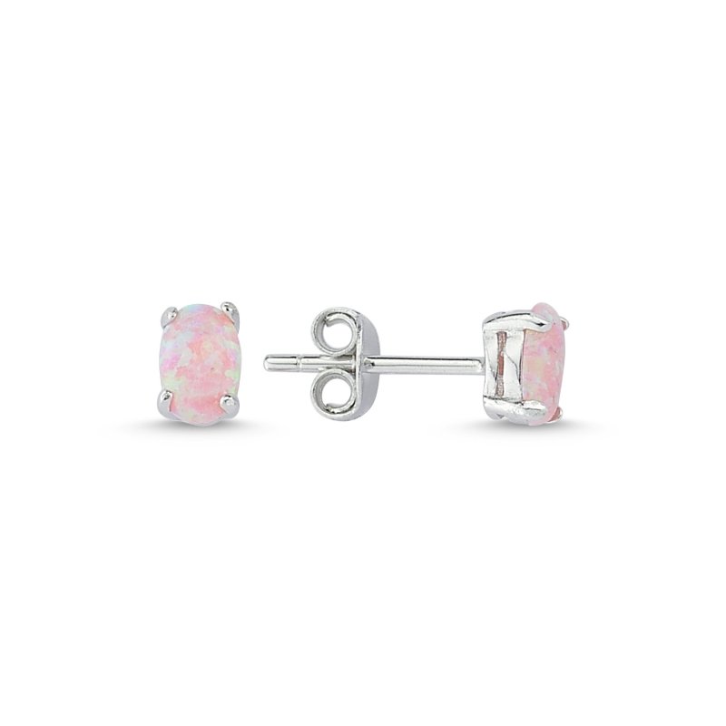6x4mm Oval Opal Solitaire Stud Earrings - E87390