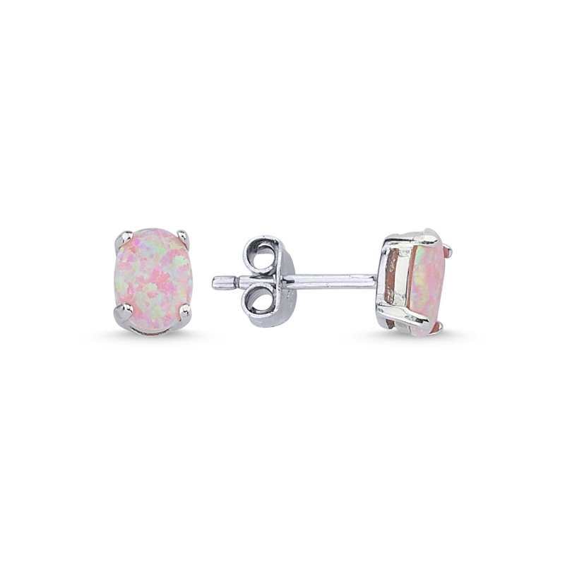 7x5mm Oval Opal Solitaire Stud Earrings - E87392