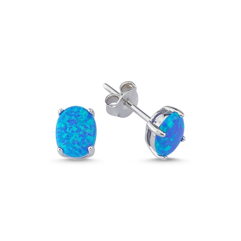 8x6mm Oval Opal Solitaire Stud Earrings - E87393