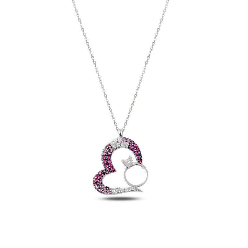 Shades of Pink CZ Heart Necklace - N87525