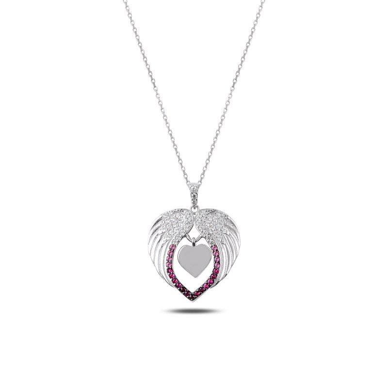 Shades of Pink CZ Heart Necklace - N87526