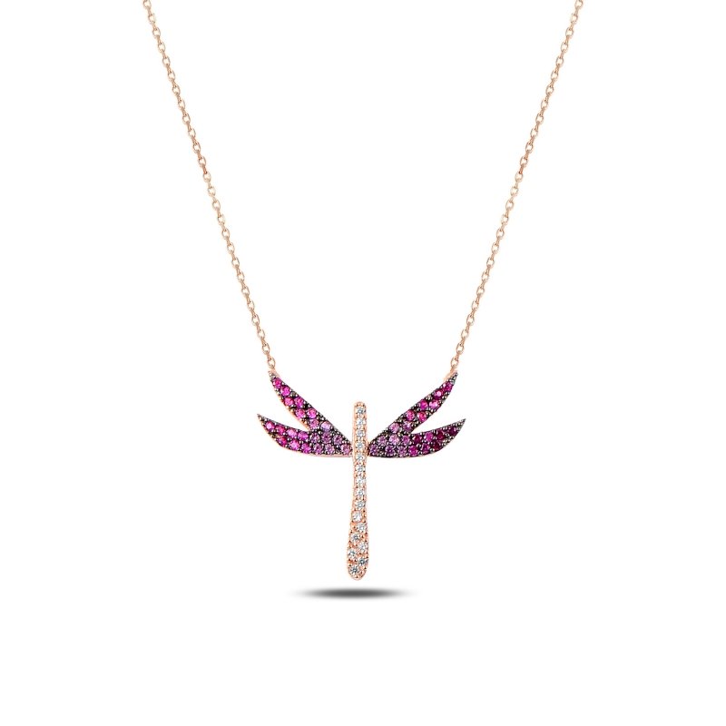 Shades of Pink CZ Dragonfly Necklace - N87532