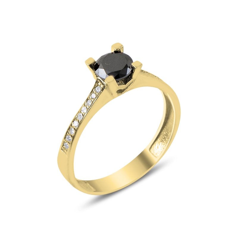Heart Black CZ Solitaire Ring - R87554