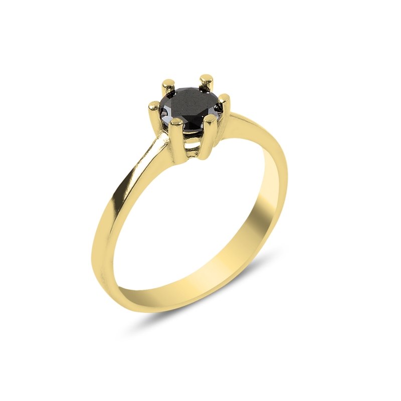 Black CZ Solitaire Ring - R87560