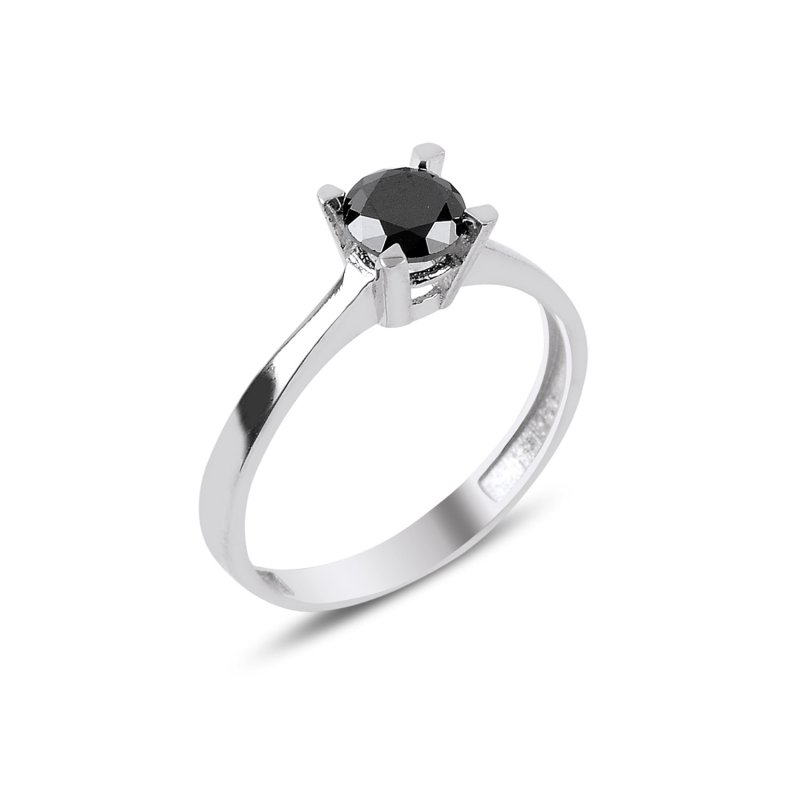 Black CZ Solitaire Ring - R87565
