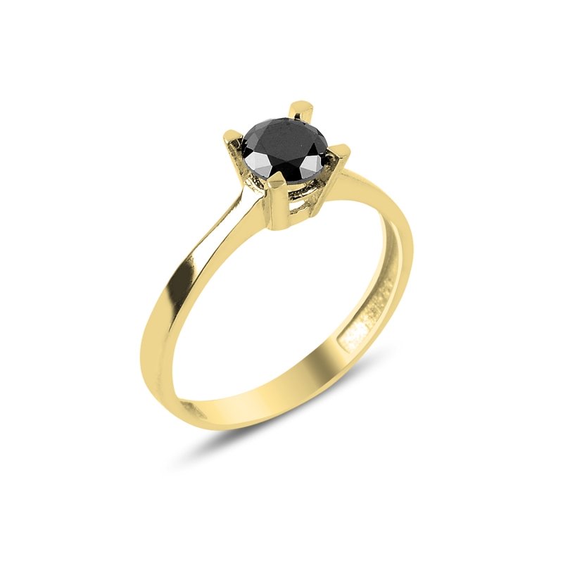 Black CZ Solitaire Ring - R87566