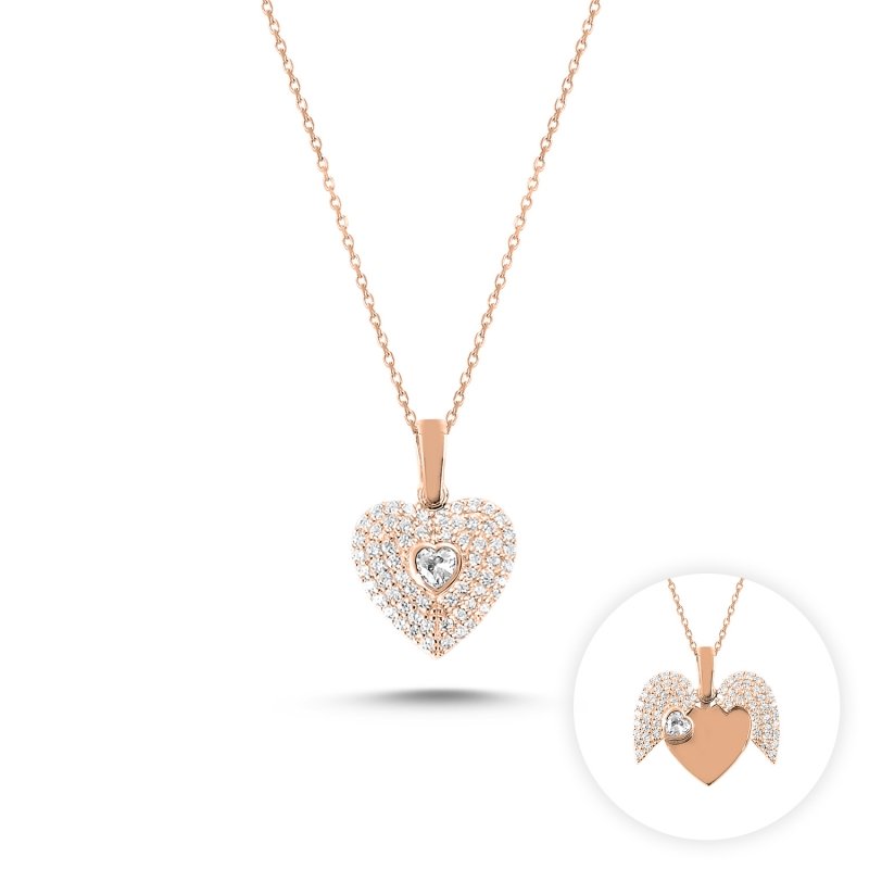 Sliding Heart Necklace with CZ Stone - N87574