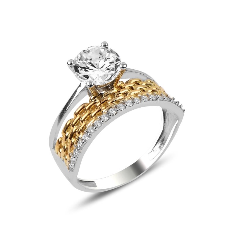 CZ Half Eternity & Solitaire Ring - R87728