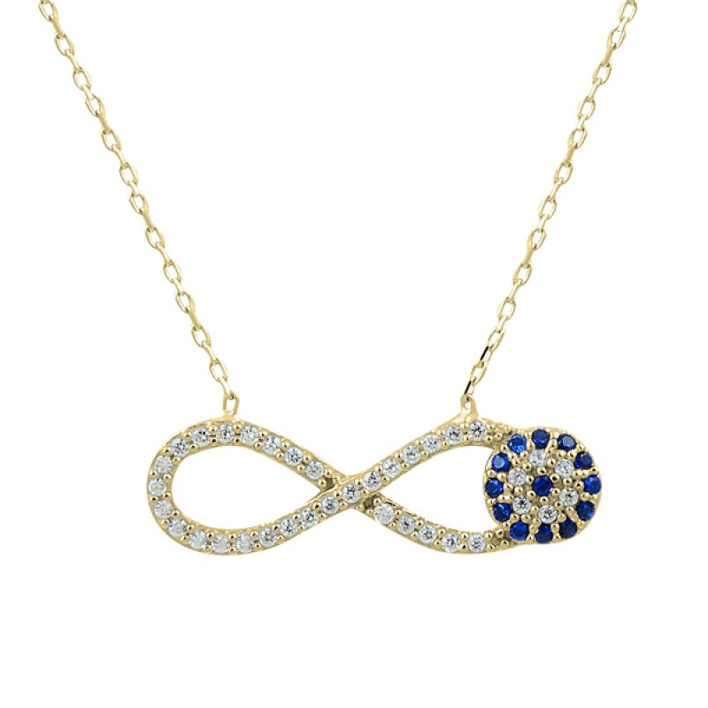 CZ Infinity & Evil Eye Necklace - N08781