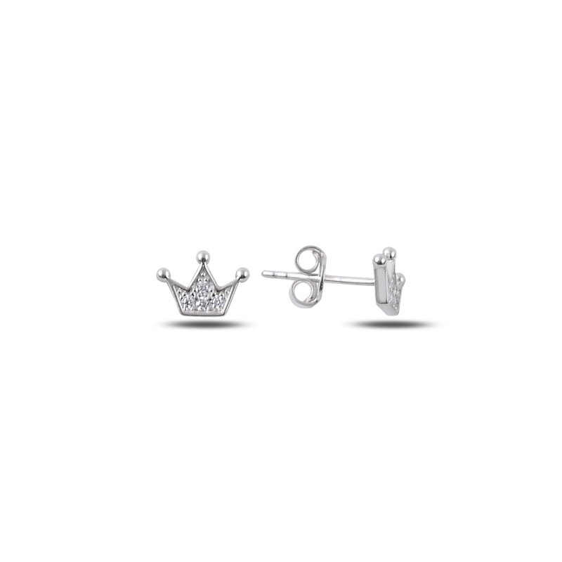 CZ Crown Stud Earrings - E87826
