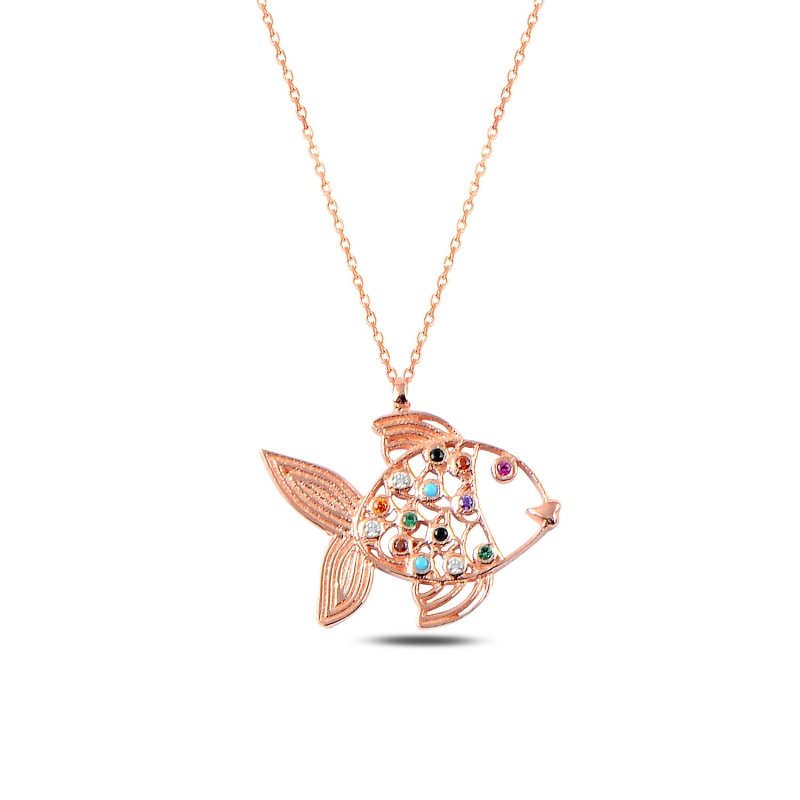 Mix Stone Fish Necklace - N87997