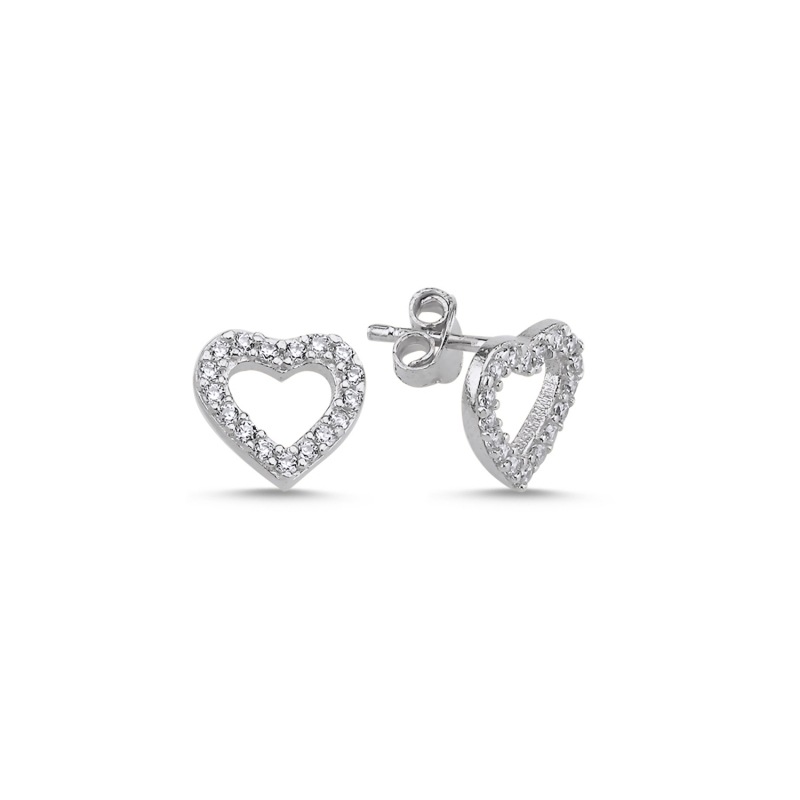 Heart CZ Stud Earrings - E88010