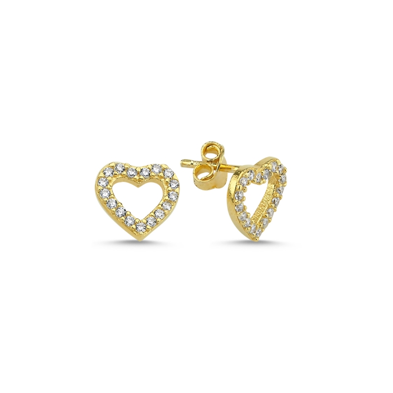 Heart CZ Stud Earrings - E88010