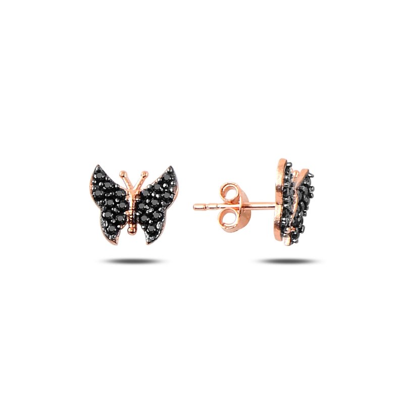 Butterfly Black CZ Stud Earrings - E88016
