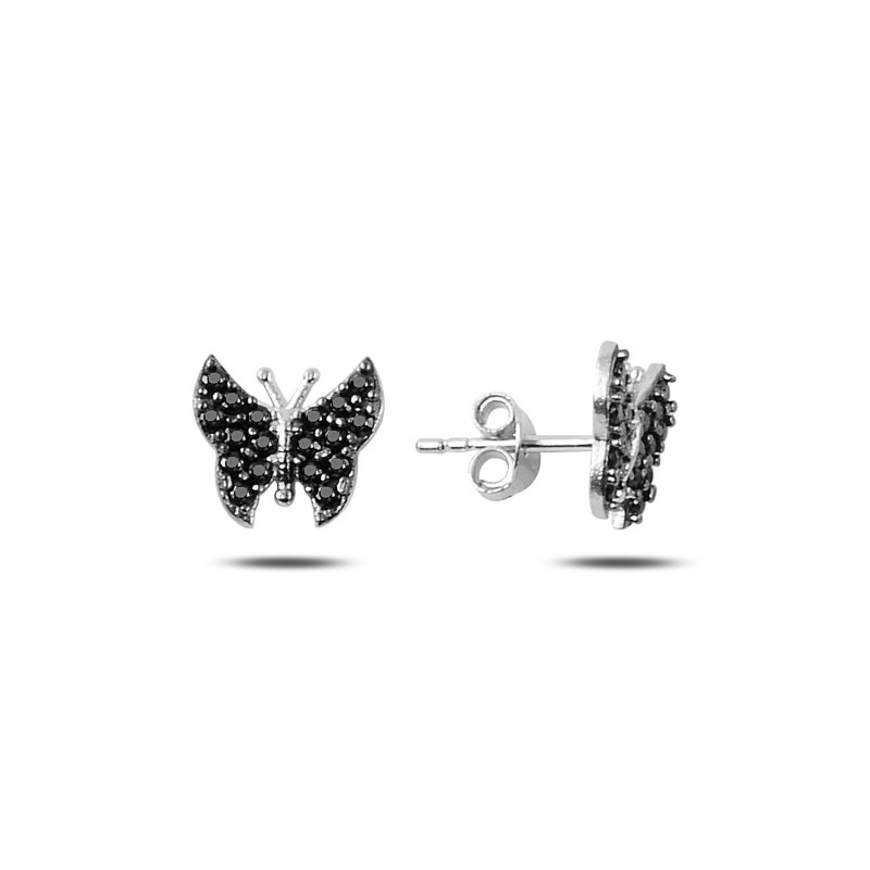 Butterfly Black CZ Stud Earrings - E88016