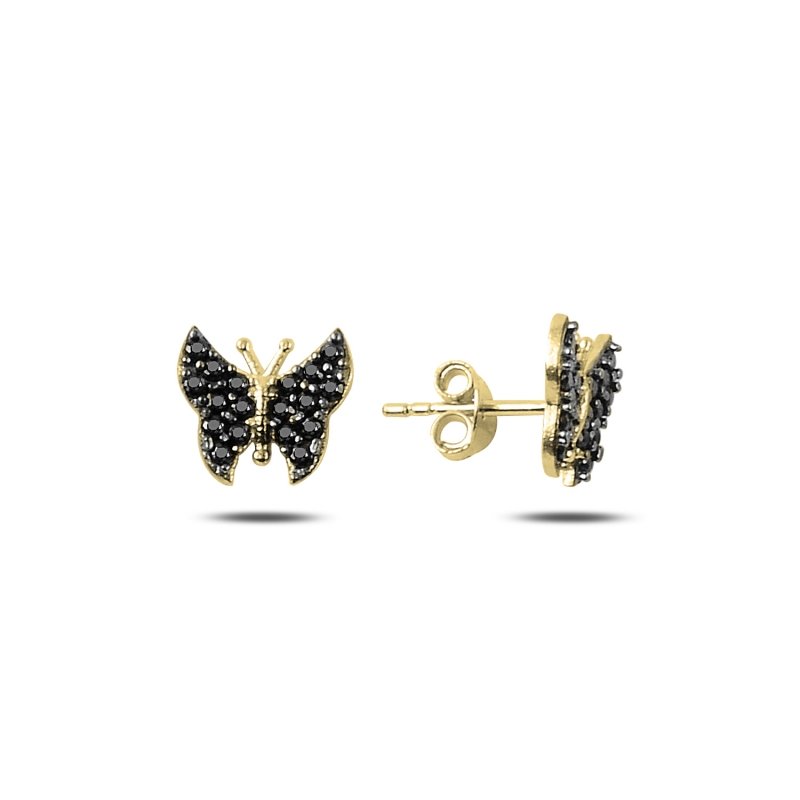 Butterfly Black CZ Stud Earrings - E88016