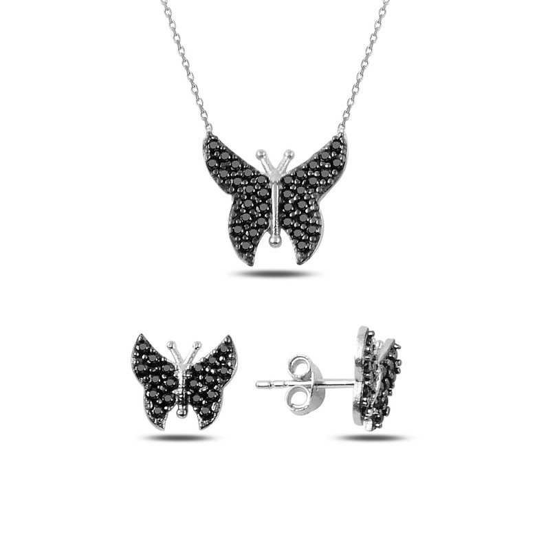 Black CZ Butterfly Set - S88017
