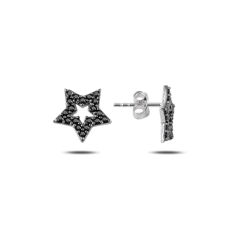 Star Black CZ Stud Earrings - E88024