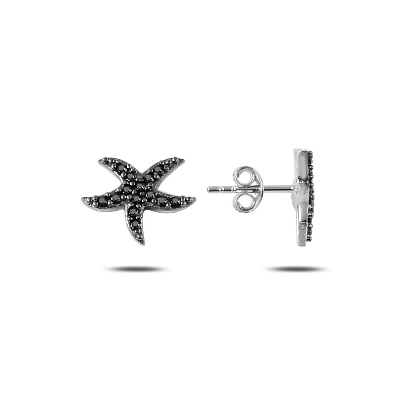 Denizyıldızı Siyah Zirkon Taşlı Küpe - E88041