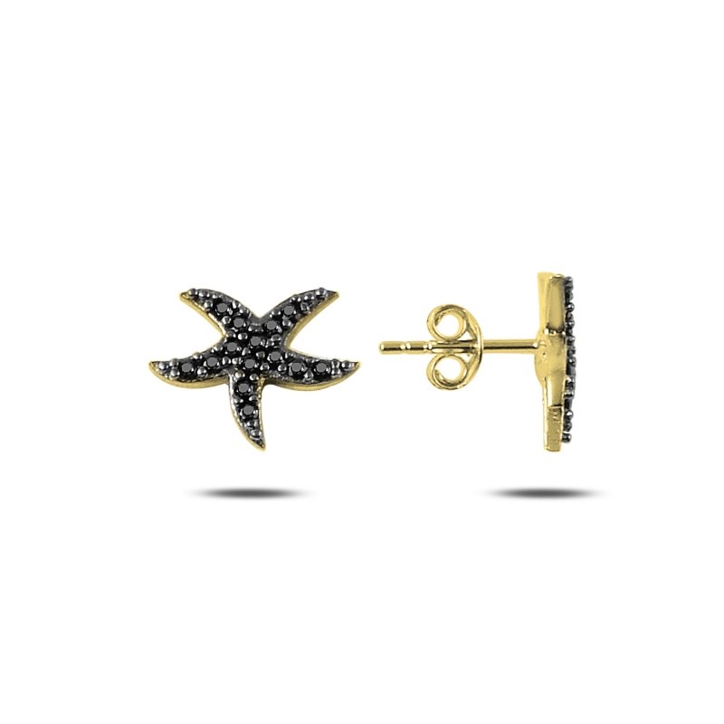 Starfish Black CZ Stud Earrings - E88041