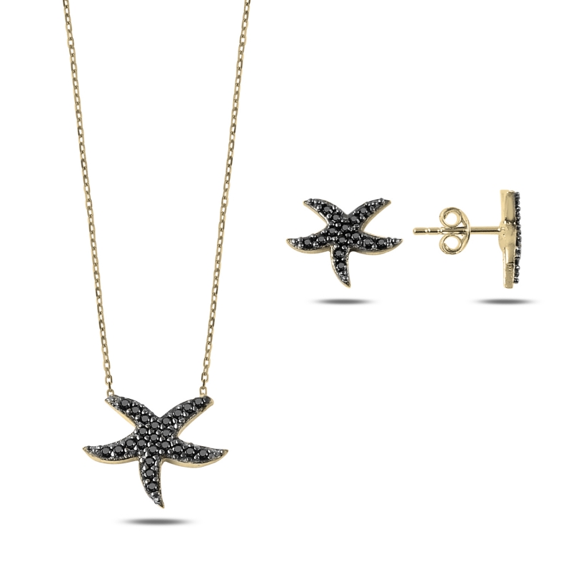 Black CZ Starfish Set - S88042