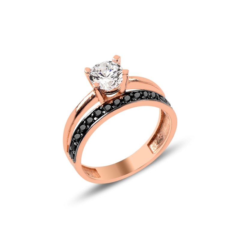 CZ Single Row Half Eternity & Solitaire Ring - R88058