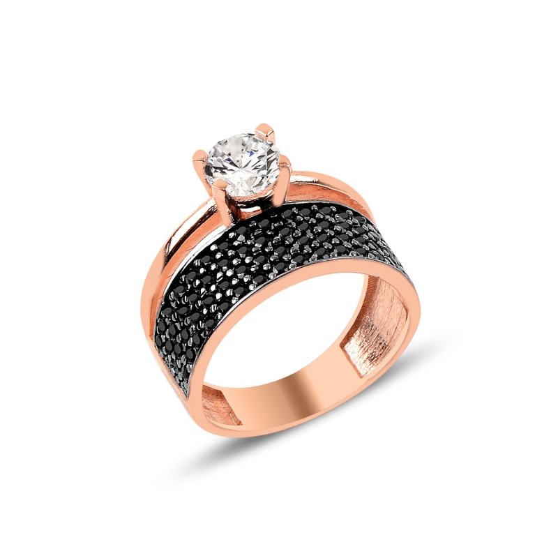 CZ Four Row Half Eternity & Solitaire Ring - R88061