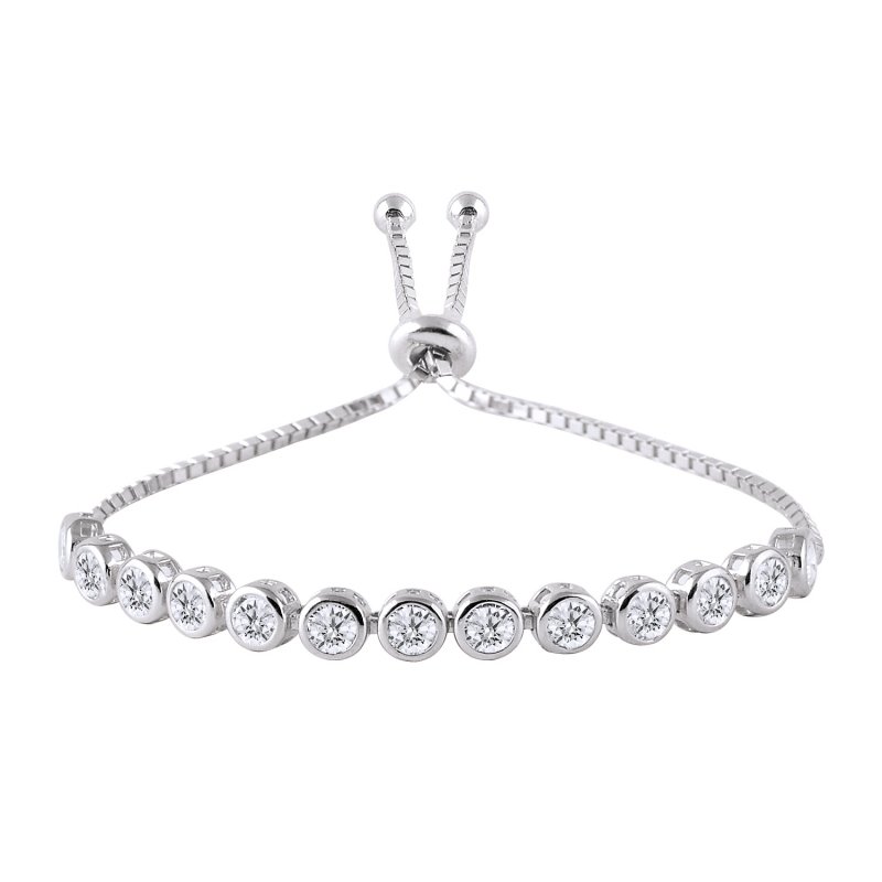 4mm CZ Tennis Adjustable Sliding Bracelet - B88070