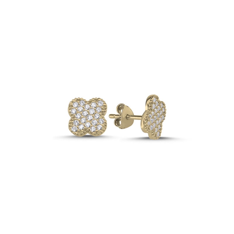 Quatrefoil CZ Stud Earrings - E88074