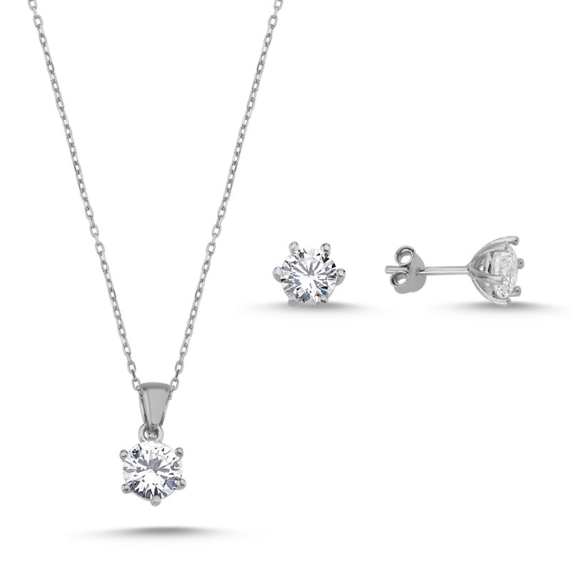 Round CZ Solitaire Set - S88077