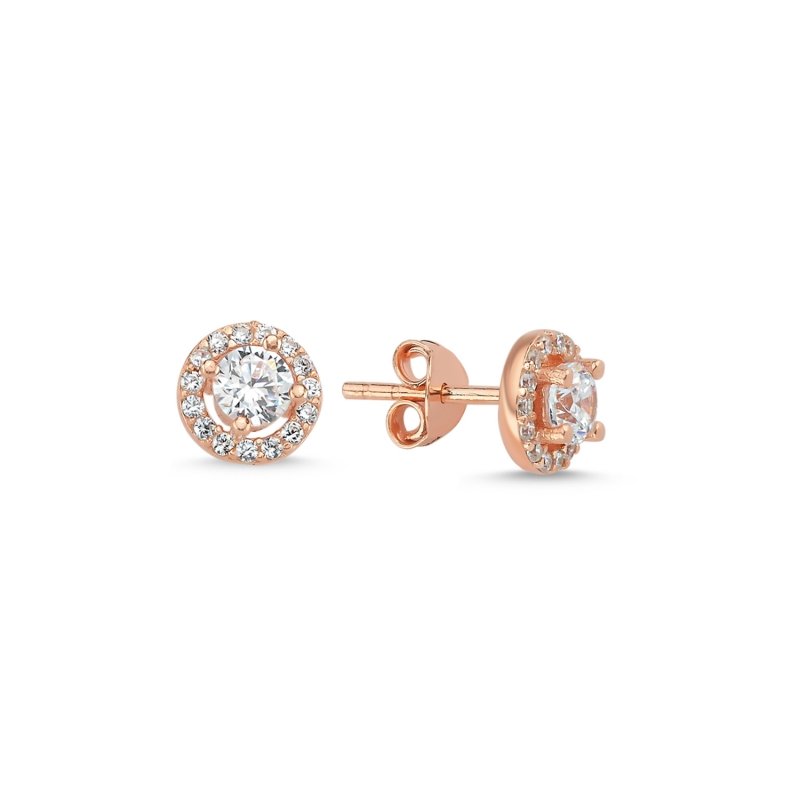 CZ Halo Solitaire Stud Earrings - E88080