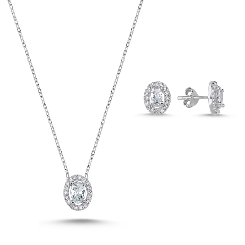 Oval Halo Solitaire CZ Set - S88089