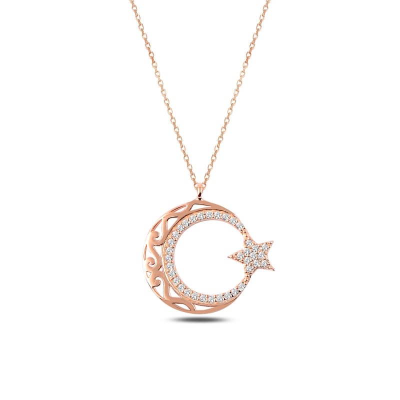 CZ The Star and Crescent Necklace - N88093