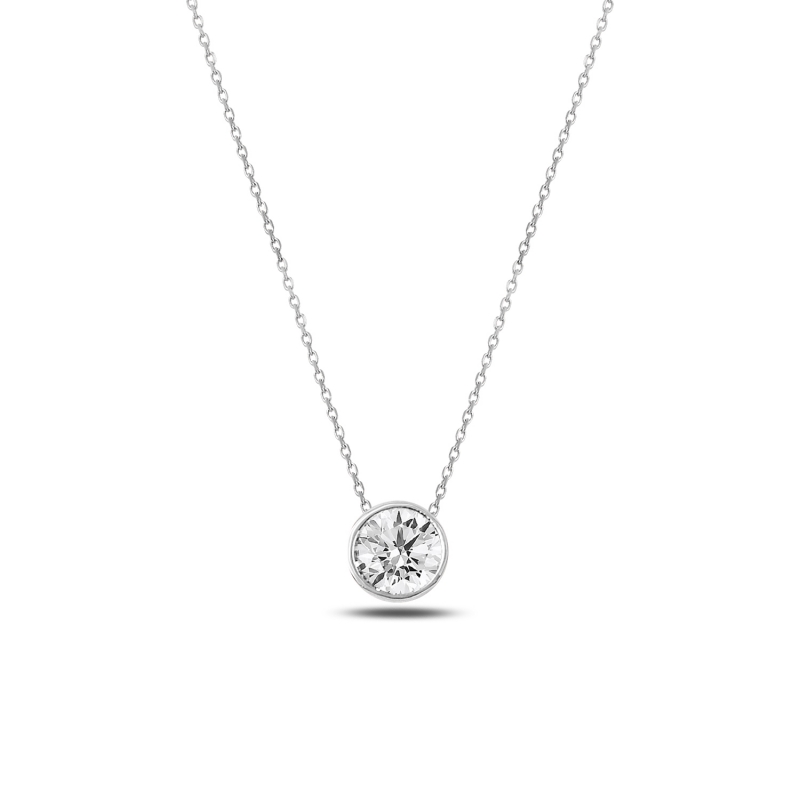 Round CZ Solitaire Necklace - N88095