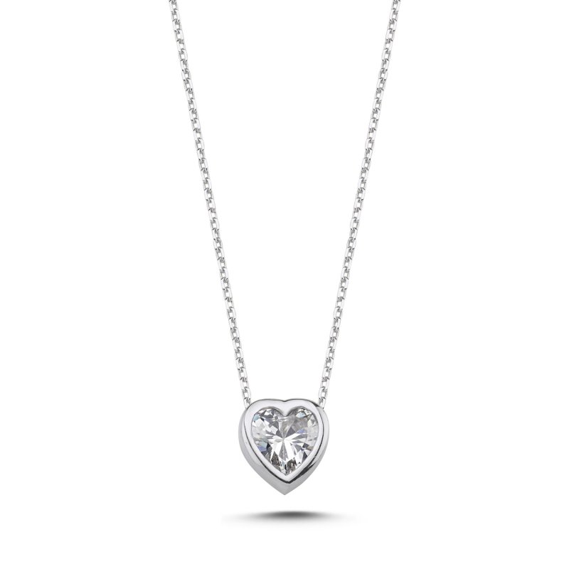 Heart CZ Solitaire Necklace - N88096