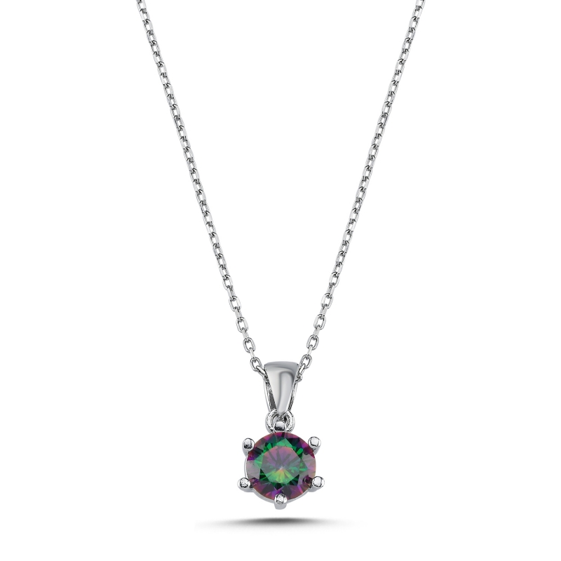 Mystic Topaz CZ Solitaire Necklace - N88244