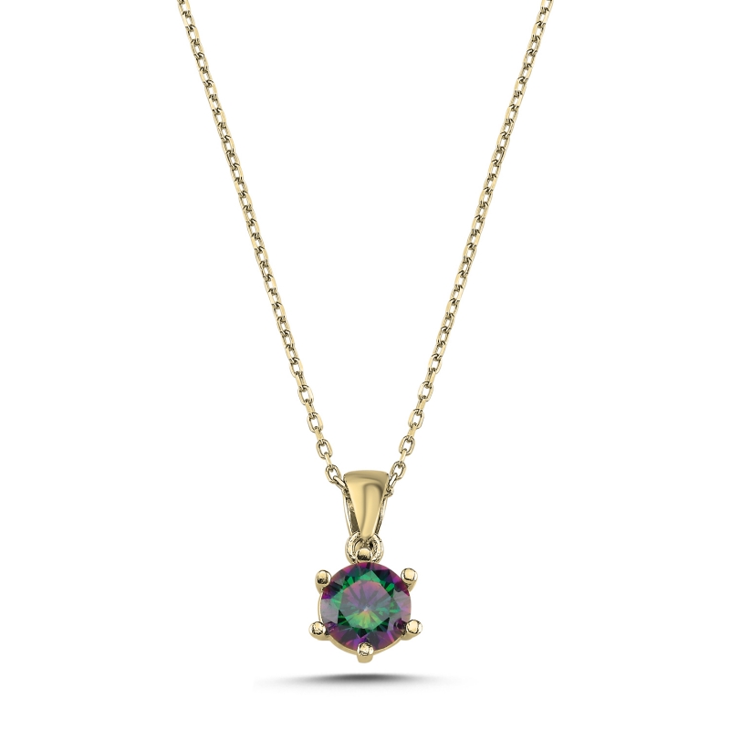 Mystic Topaz CZ Solitaire Necklace - N88244