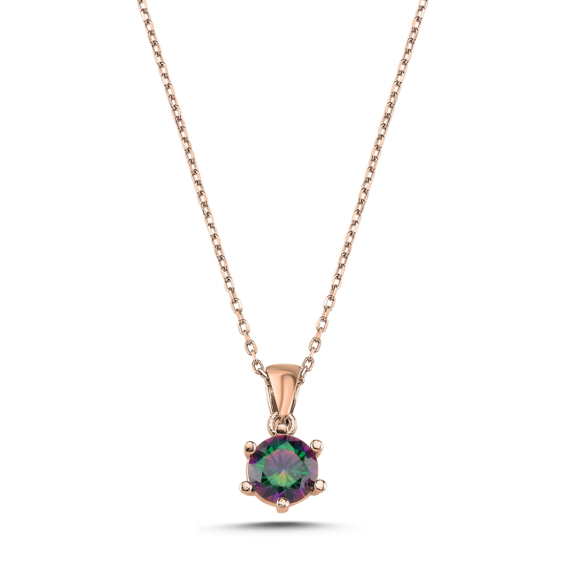 Mystic Topaz CZ Solitaire Necklace - N88244