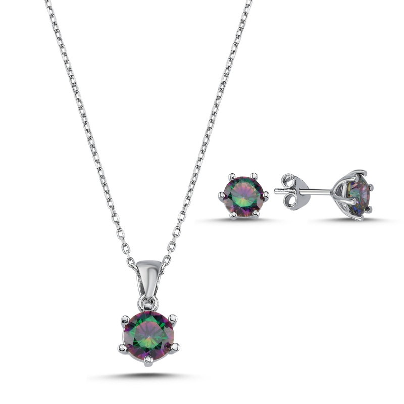 Mystic Topaz Round CZ Solitaire Set - S88246