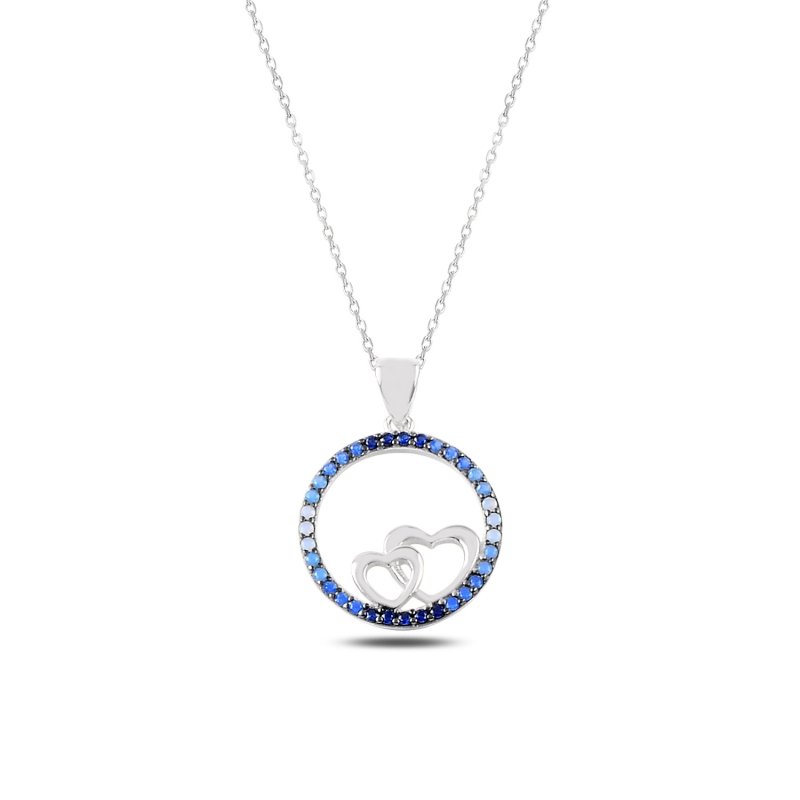 Heart In Circle Nano Shades Of Blue Necklace - N88268