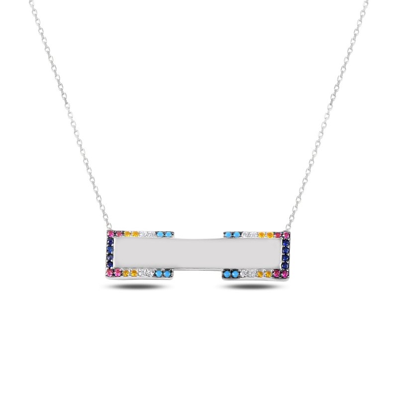 Mix CZ Name Tag Necklace - N88279