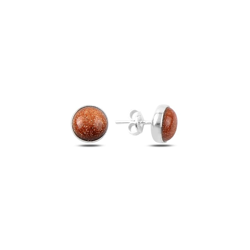 Round Goldstone Solitaire Stud Earrings - E88436