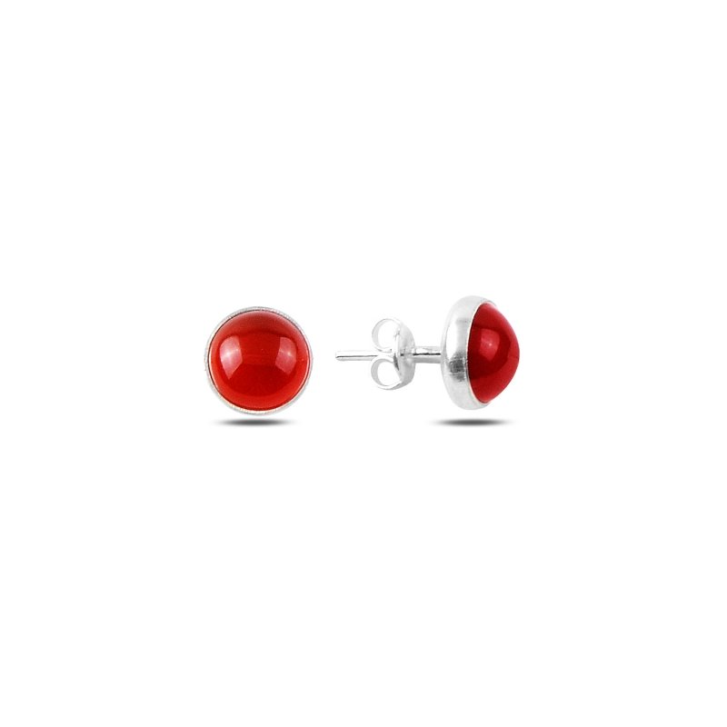Round Coral Solitaire Stud Earrings - E88439