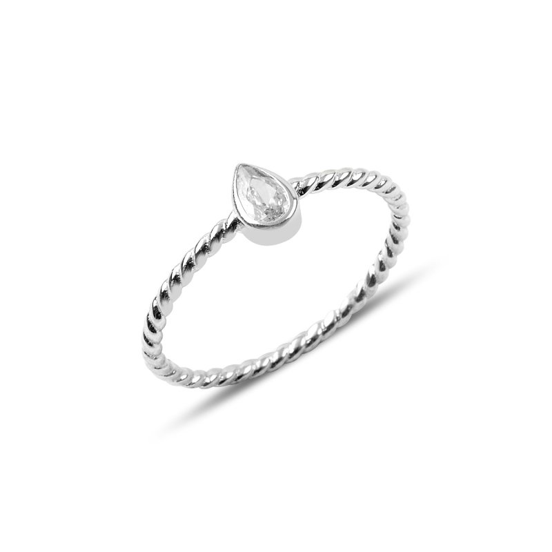 Drop CZ Solitaire Ring - R88475