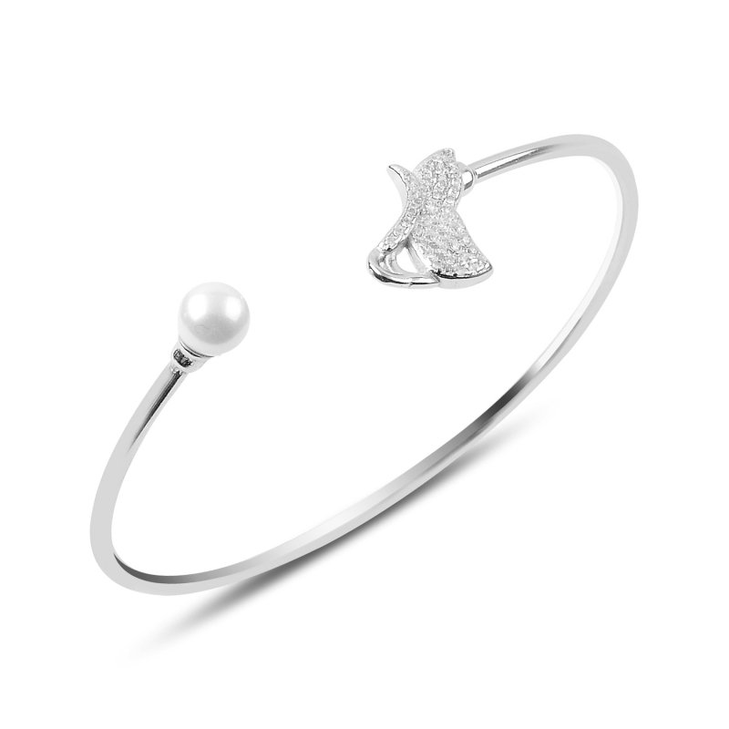 Pearl & CZ Plain Bangle - BN88503