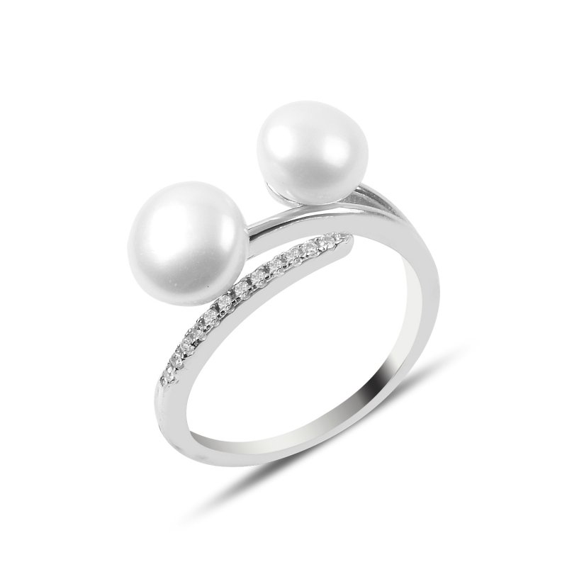 Pearl & CZ Adjustable Size Ring - R88570